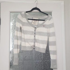 Grey & White Stripped Hollister Cardigan